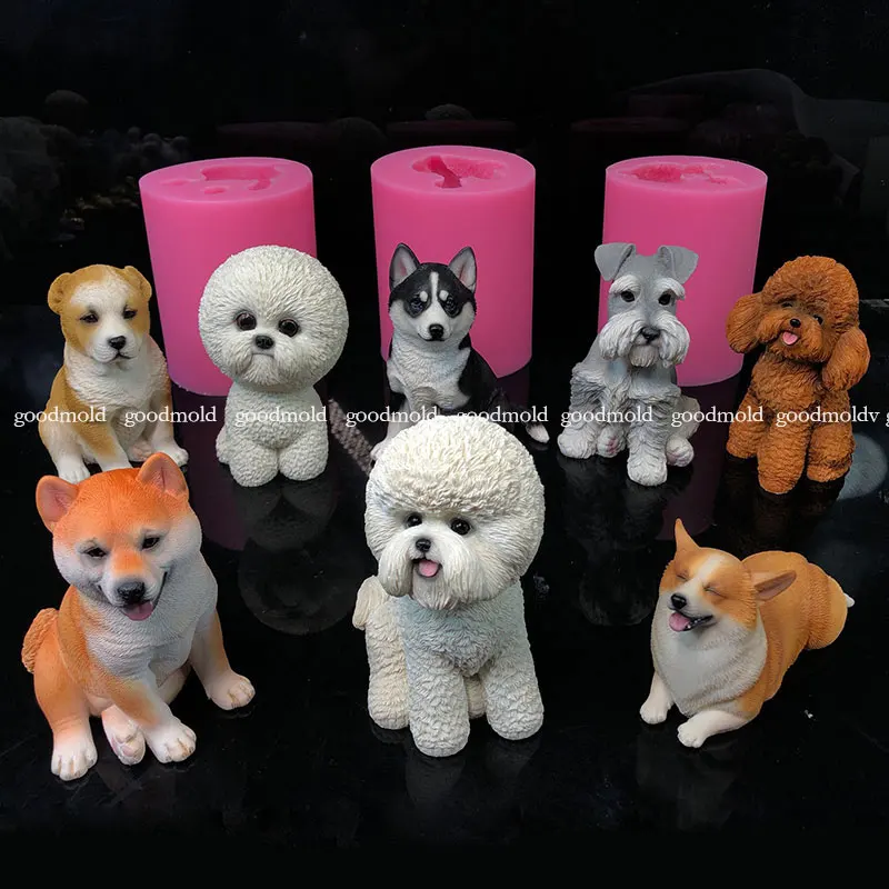 Animal dog mold Schnauzer Husky Corgi Teddy Shiba Inu Shepherd pet dog plaster mold Bichon Frize silicone mold