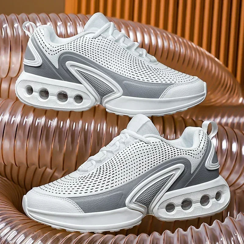 

Men's Running Shoes Mesh Casual Sports Shoes Breathable and Elastic Fabric Soft-soled Large-sized Lace-up Round-toe Shoes