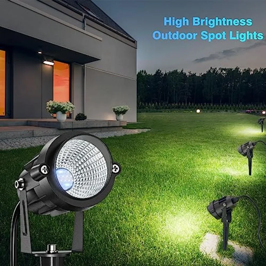 High Brightness 1000LM Outdoor Spot Lights for Yard, 3500K White Spot s Outdoor with 4.9FT Electric Cord, 10W LED IP66 Waterpro