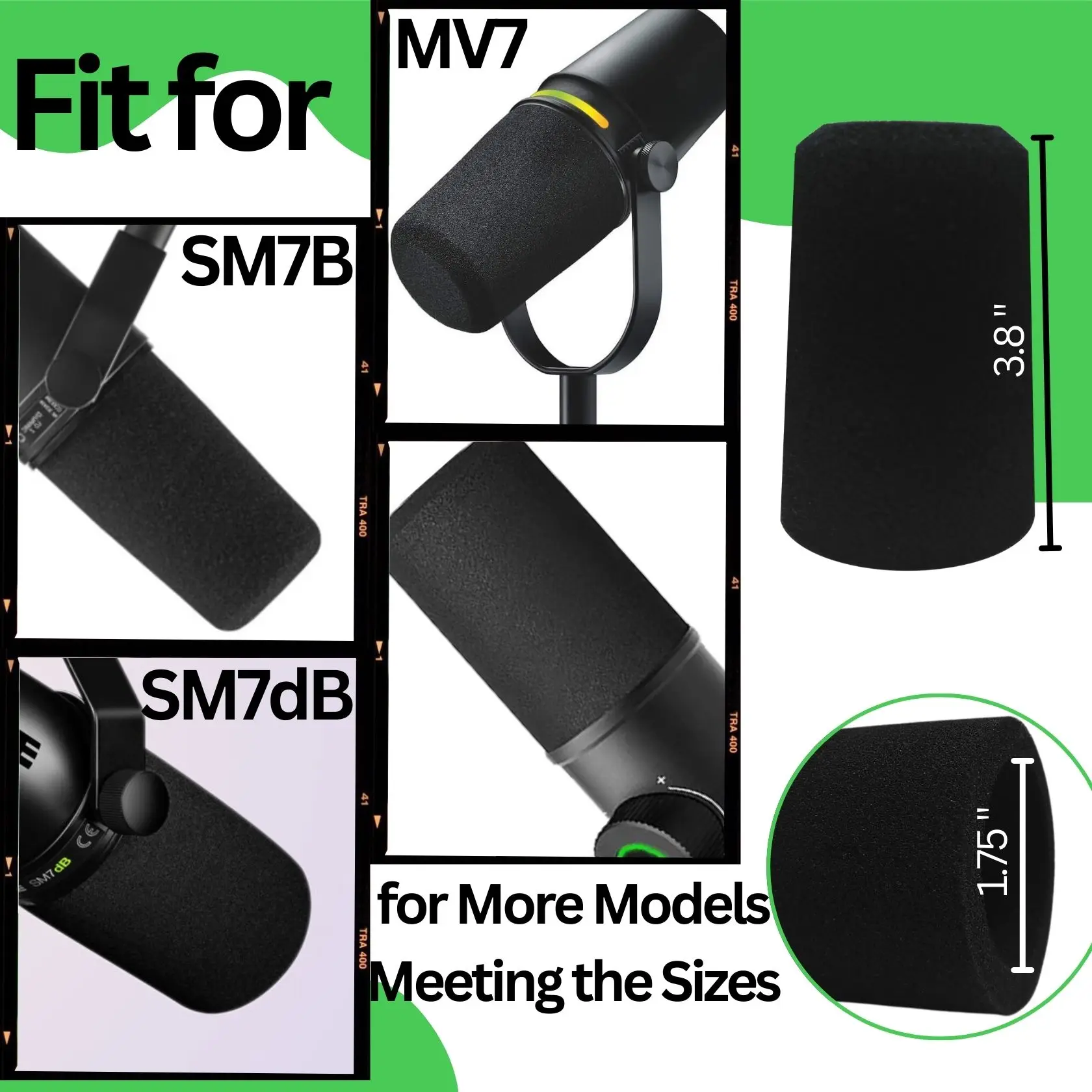 SM7B Copri microfono in schiuma con anello di fissaggio per filtro pop Shure SM7B MV7 (verde, blu, giallo, rosa, rosso, viola, bianco, viola)