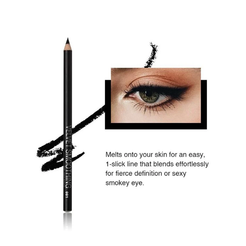 MENOW Wooden Black Eyeliner Soft Smooth Long Lasting Highly Pigmented Waterproof and Sweatproof Eyeliner Makeup Pen