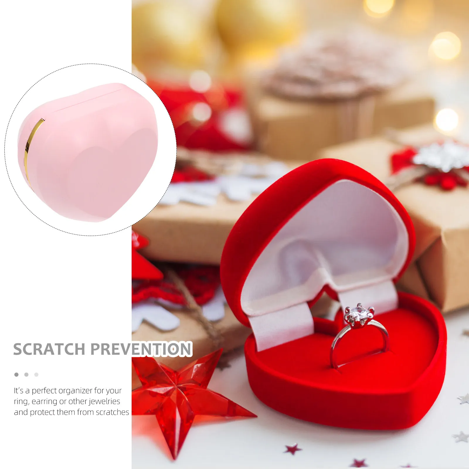Creative LED Luminous Ring Case Heart Shaped Premium Material Ring Holding Box for Engagement Proposal Wedding Birthday Romantic