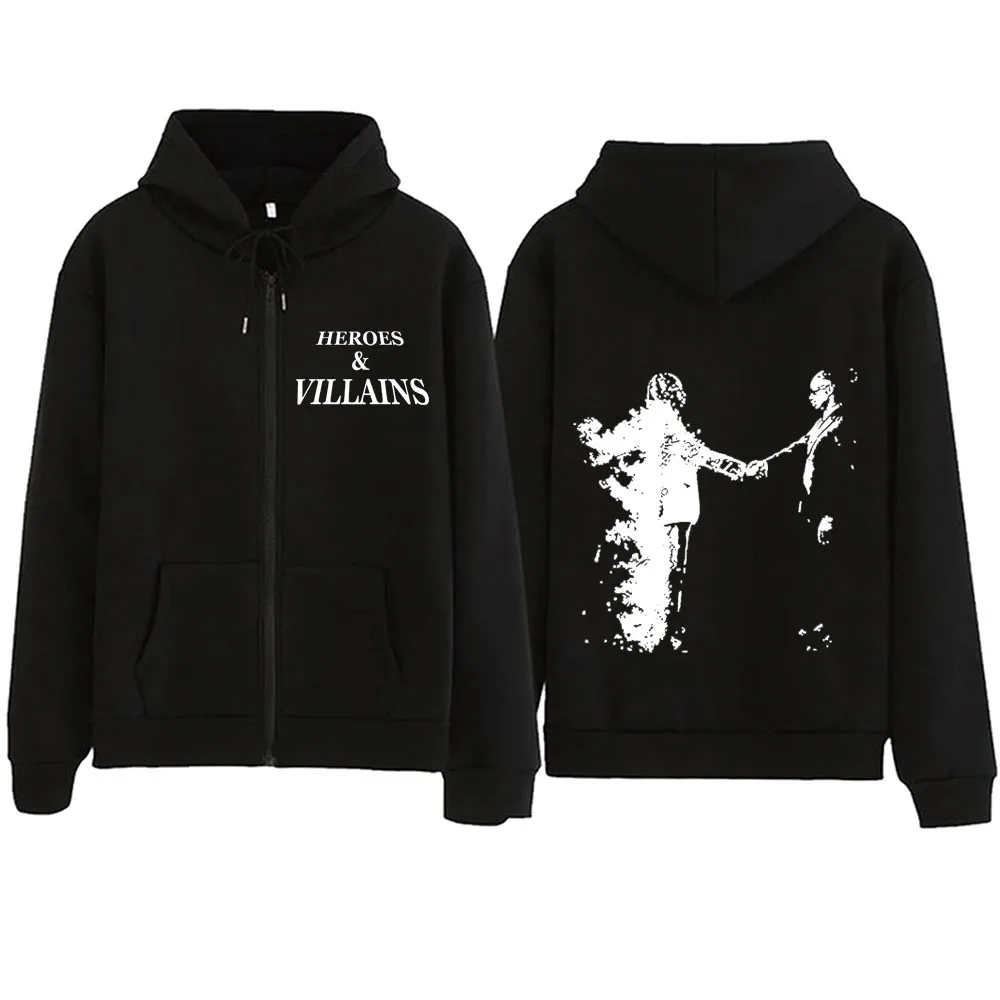 Heroes & Villains Metro Boomin 2024 Zipper Hoodie Harajuku Pullover Tops Streetwear Music Fans Gift V-Neck Sweatshirts Regular