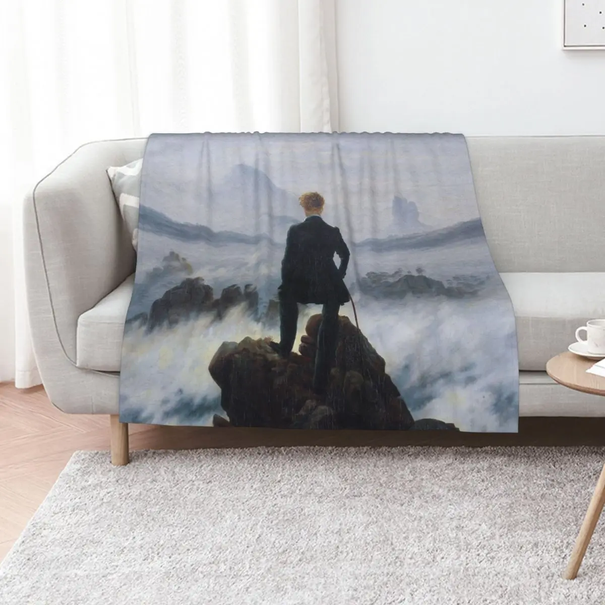 Wanderer above the Sea of Fog, by Caspar David Friedrich Throw Blanket Beach Personalized Gift Single Blankets
