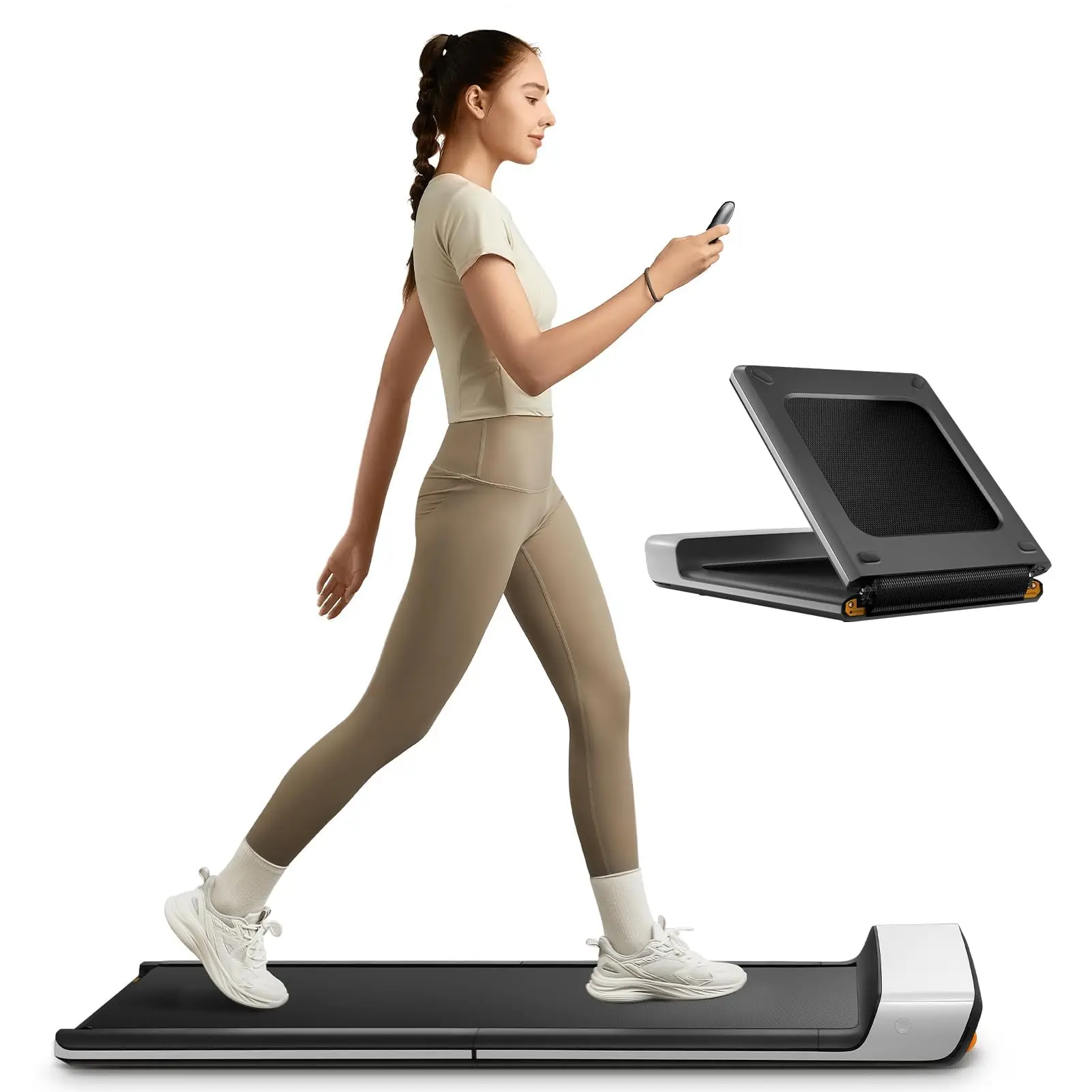 Folding Treadmill, Ultra Slim Foldable Treadmill Smart Fold Walking Pad Portable Walking/Jogging Machine with App