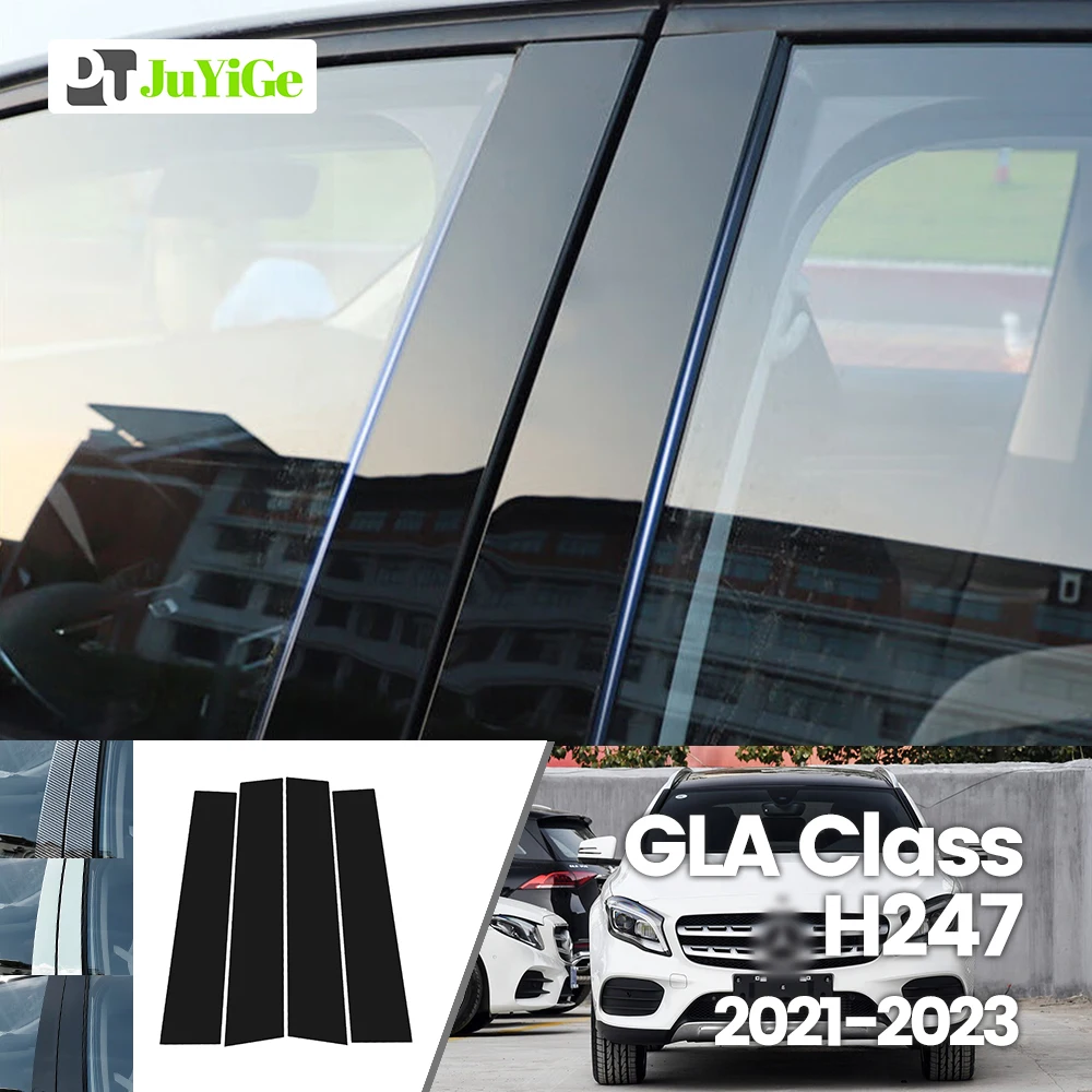

For Mercedes Benz GLA Class H247 2021-2023 2022 Bright Black Carbon Fibre Window Door B C Sticker