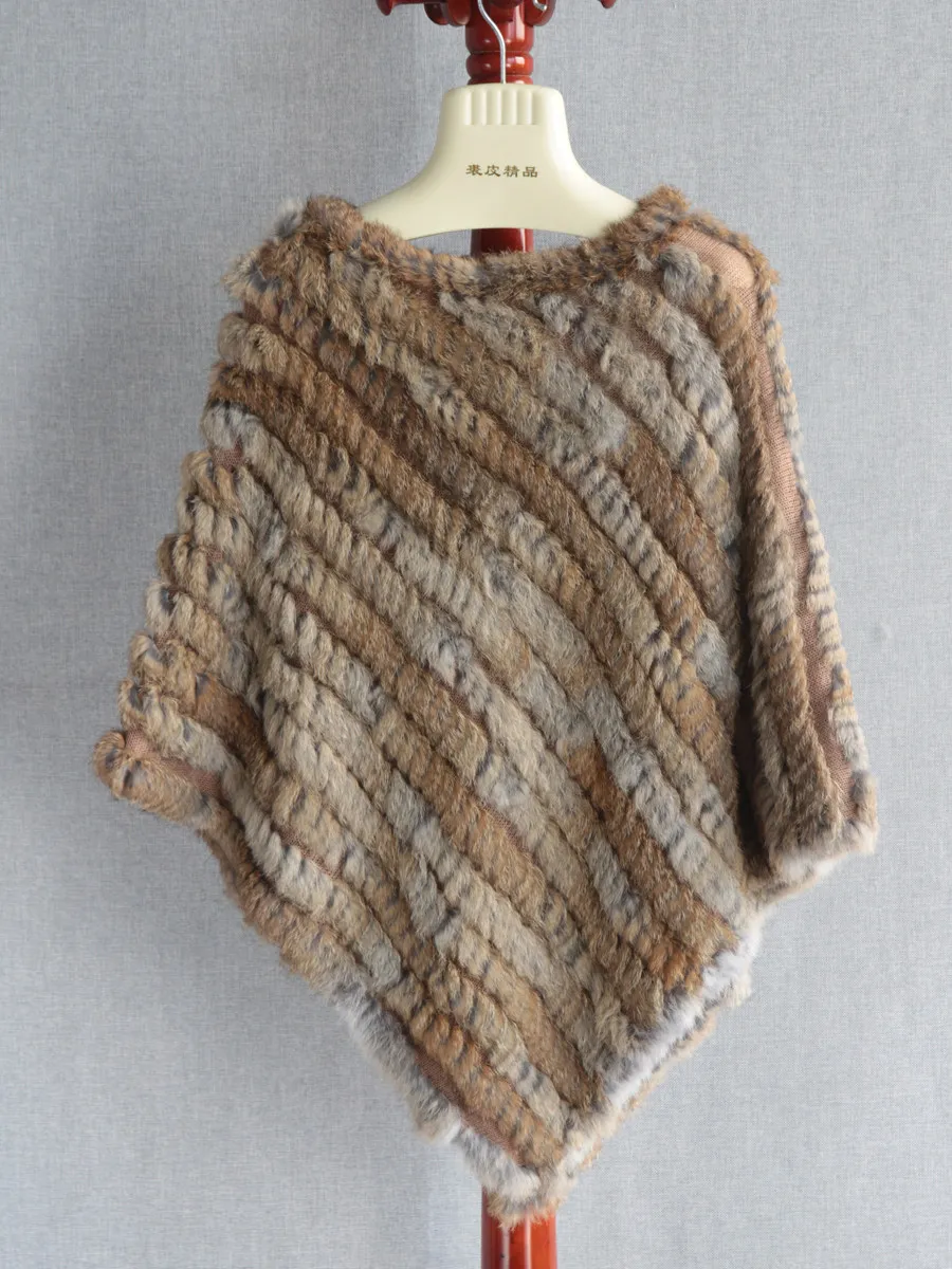 2025 autumn and winter foreign trade, fur shawl woven rabbit fur triangular pullover, cape shawl fur jacket, special offer