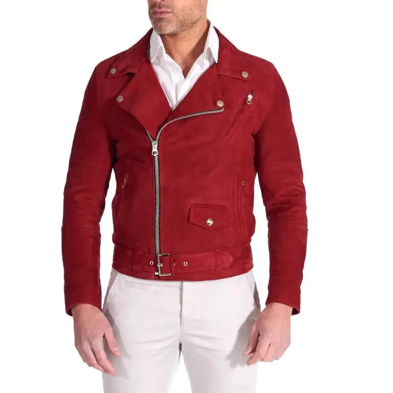 Men's Suede Jacket Brand New Genuine Sheepskin Slim Fitting Jacket European and American Fashion Trend