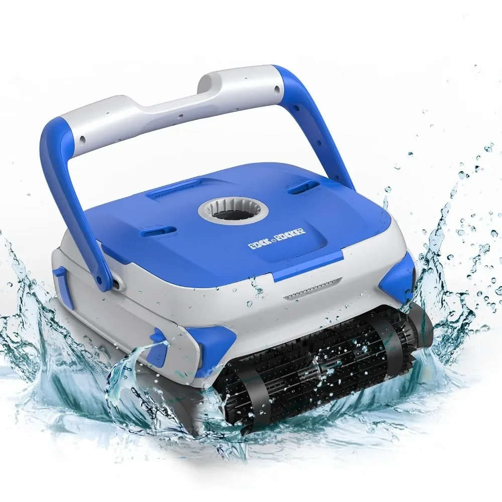 Automatic Pool Cleaner, Robotic Pool Vacuum Cleaner with Wall Climbing, Two Larger Filter Baskets and 50FT Floated Cord