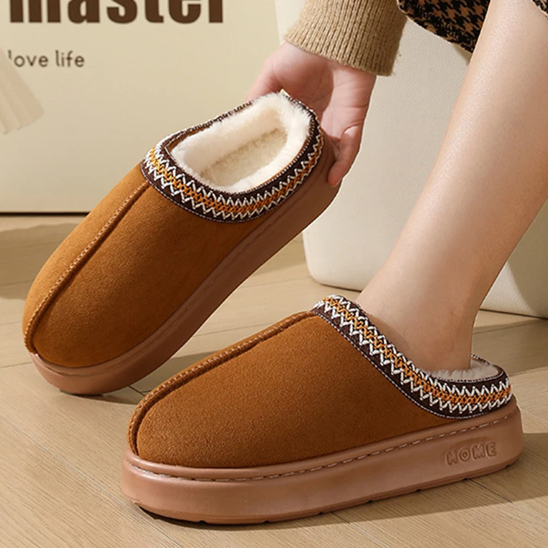 Soft Fluffy Platform Slippers for Women Comfortable Short Plush Warm Women's Home Slippers Non Slip Cotton Indoor Shoes Woman