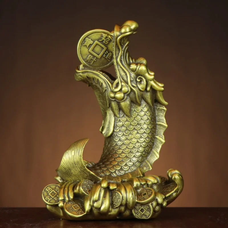 

Pure Copper Dragon Head Fish Ornaments Aoyu Copper Arowana Every Year There Are Gifts Living Room and Shop Ornaments JINLONGYU