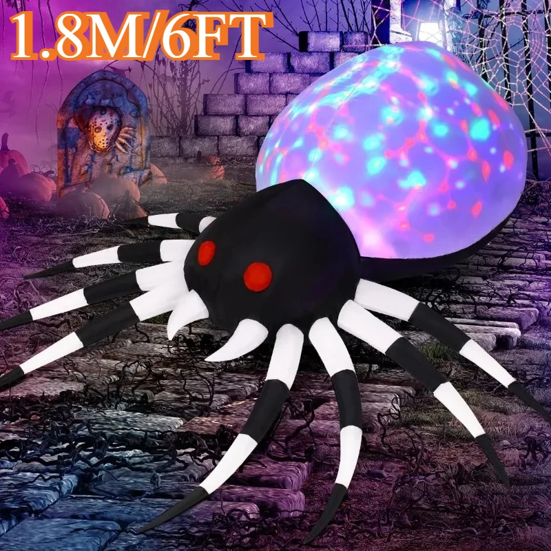 

6FT Halloween Inflatable Toys Holiday Decoration Spider with Magic Light Blow Up Inflatables for Outdoor Yard Lawn Garden Decor