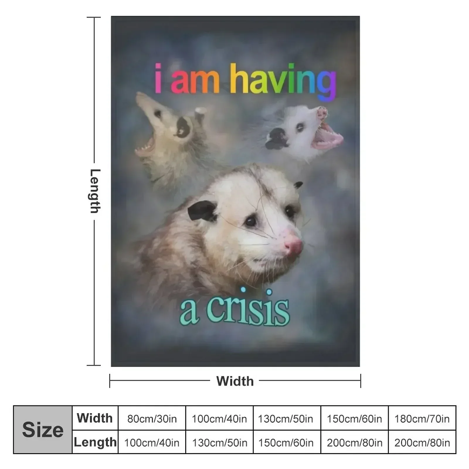 I am having a crisis possum word art Throw Blanket Thermal Luxury Brand Blankets