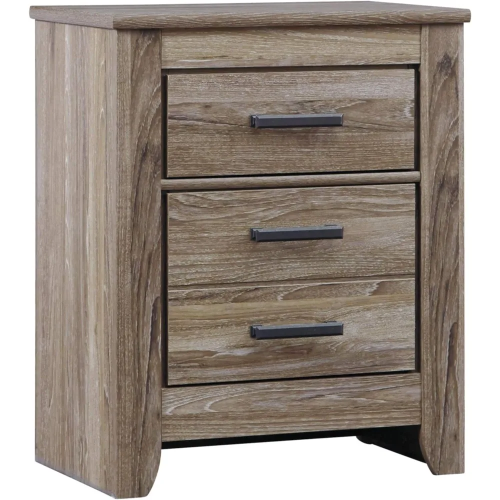 Rural Style Modern 2 Drawer Bedside Table, 29.45 Inches High
