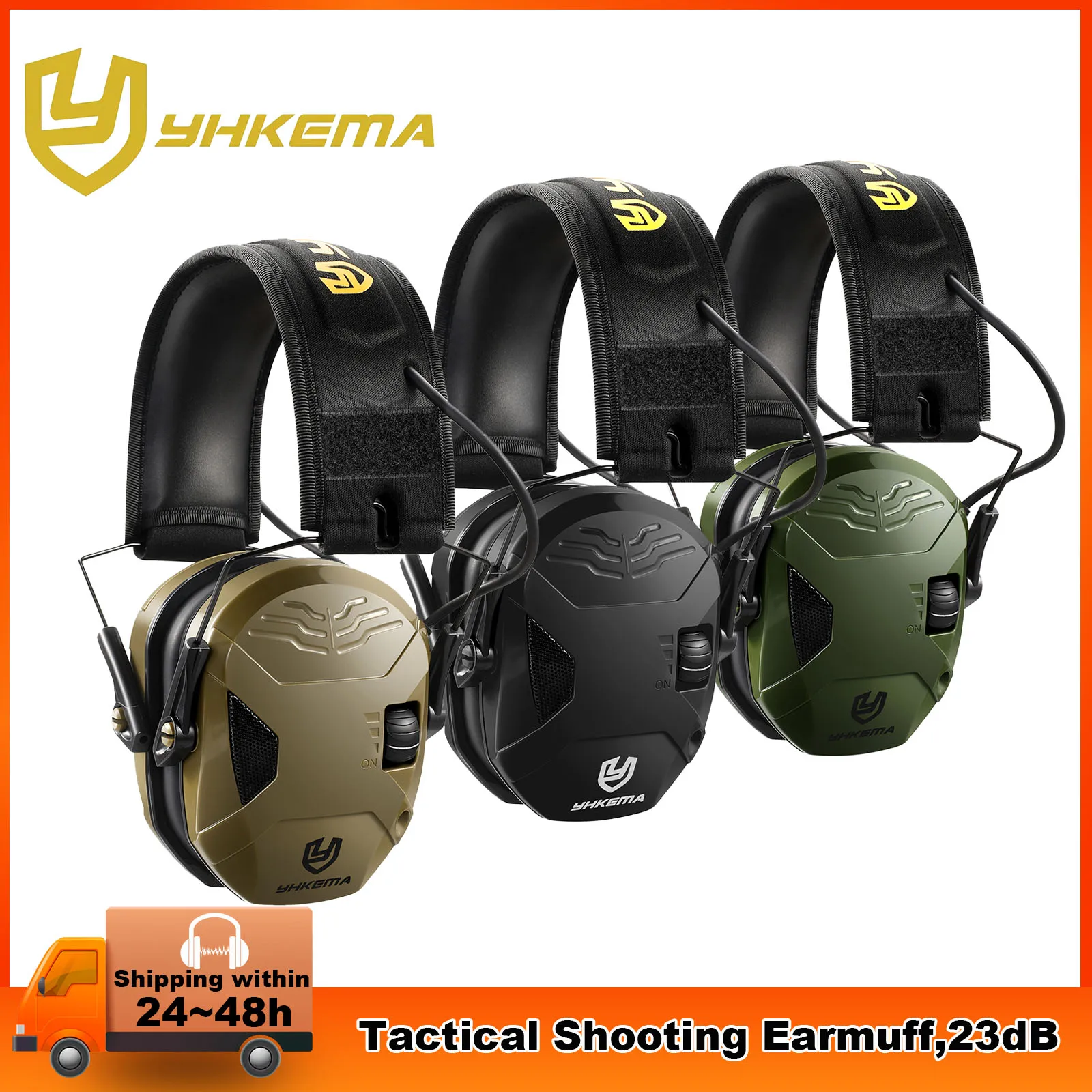 YHKEMA Protable Shooting Headset Headphones for Hearing Protection Ear Protect Noise Reduction Active Hunting Tactical Earmuff