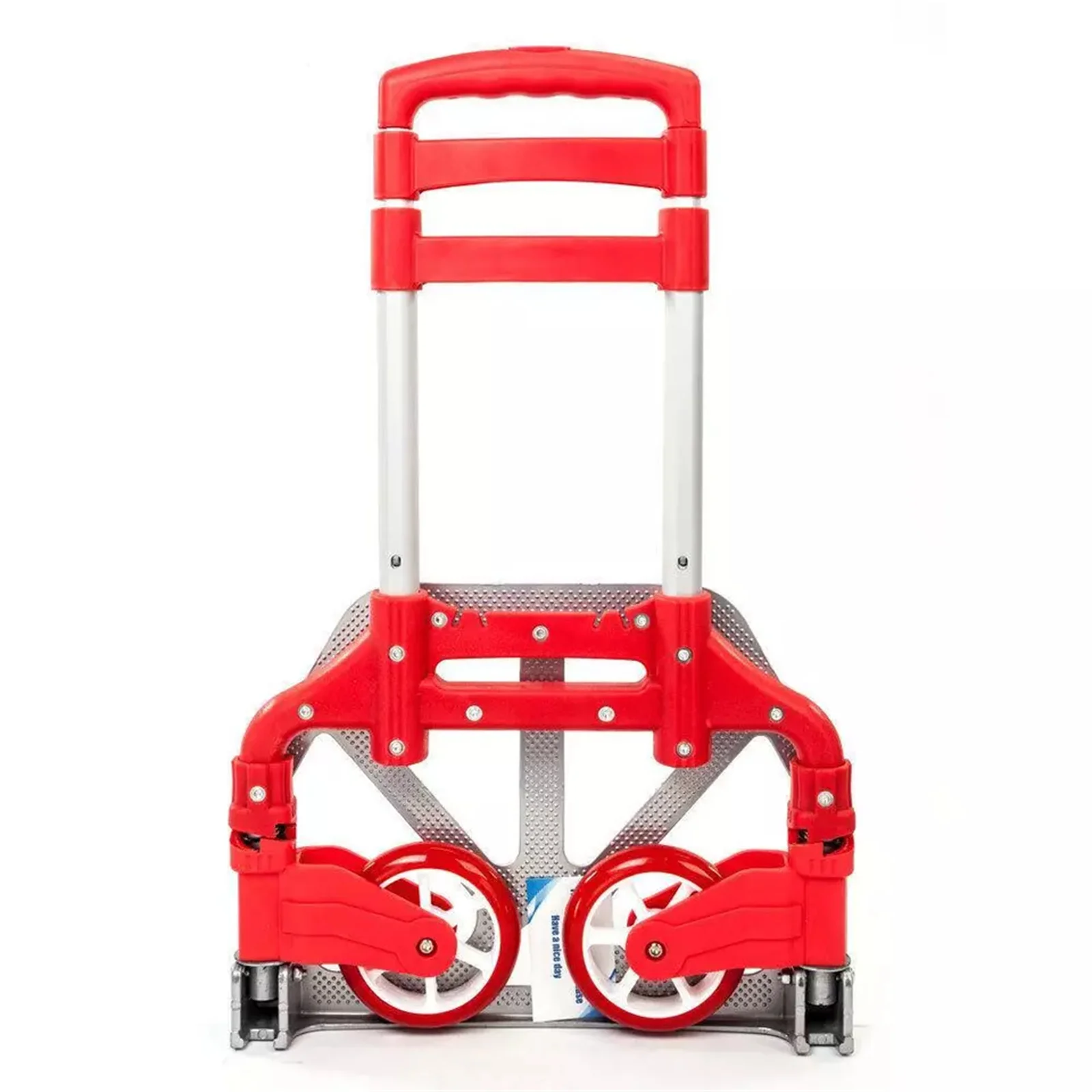 Carrito de equipaje de aluminio plegable, carretilla de empuje manual, Rojo