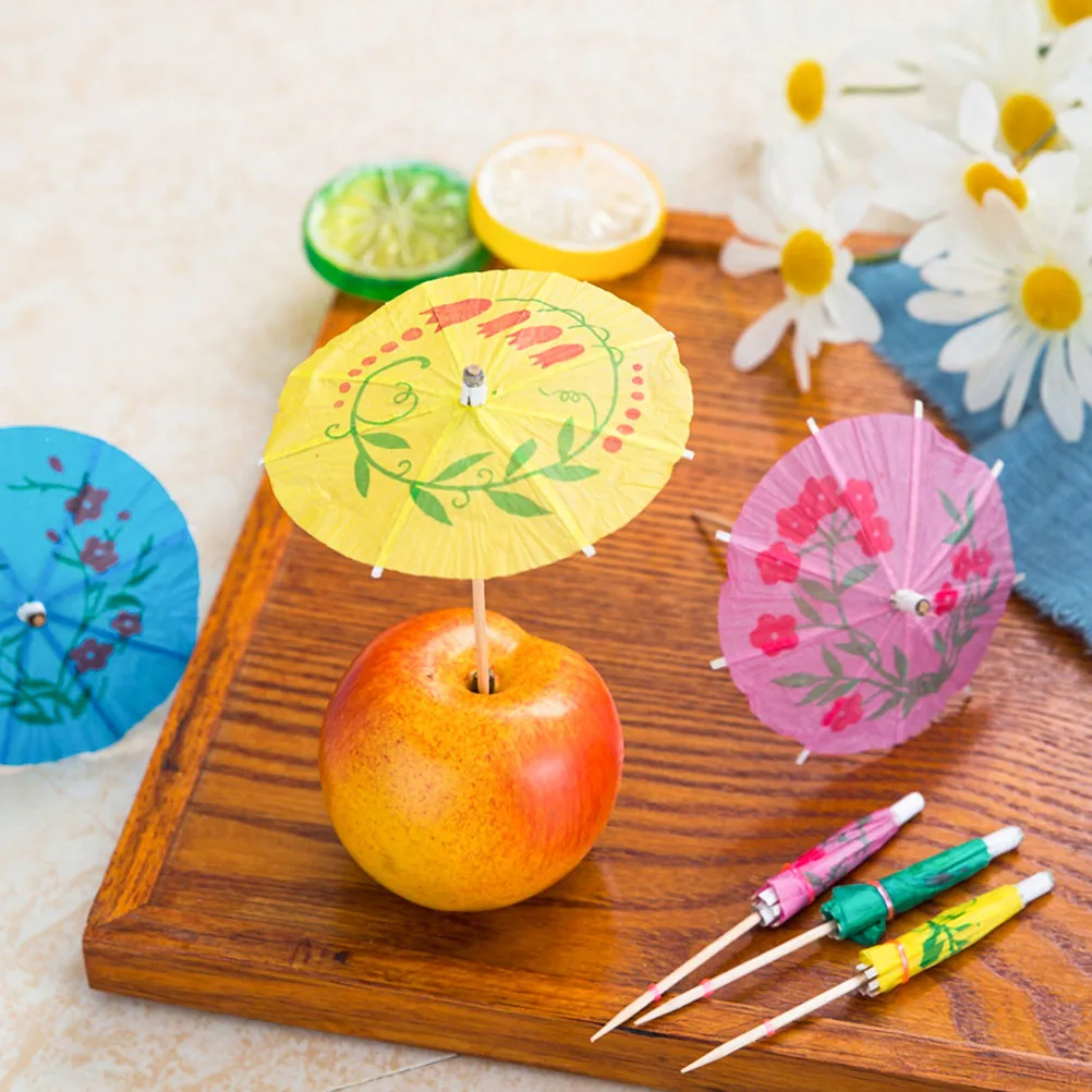 

288pcs Paper Umbrella Picks Colorful Cocktail Picks For Party Supplies Drink Parasols Cake Decor Beverage Adornments Small