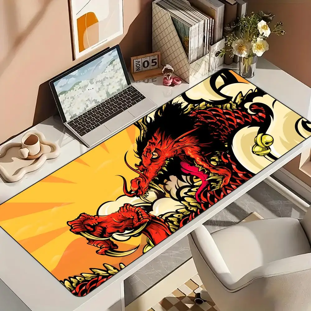 

Жестокий гигантский игровой коврик с красным драконом, коврик для мыши, настольный коврик с прошитыми краями, резиновая противоскользящая основа, аксессуары для ПК, игровые коврики, коврики для мыши