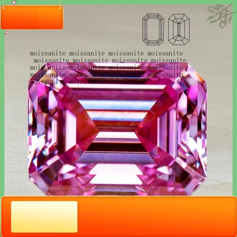 Moissanit-Stein Smaragdschliff Sakura-Rosa Farbe VVS1 Besteht Diamanttester Edelsteinperlen für Schmuckherstellung – Detail 1
