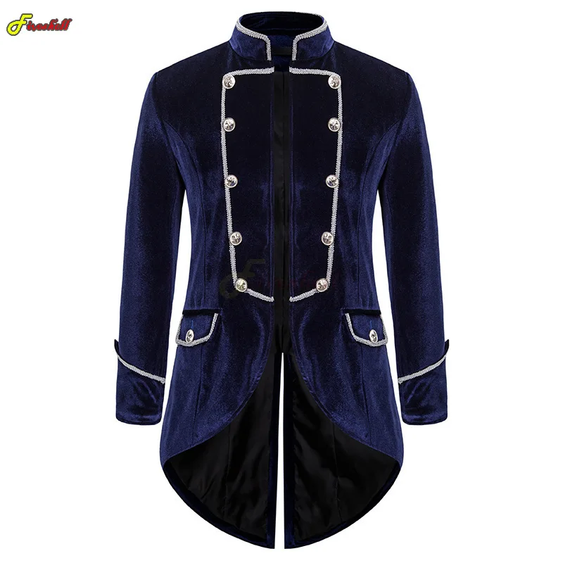 Thời Trung Cổ Nam Vintage Tuxedo Tay Dài Cổ Đứng Thời Phục Hưng Phong Cách Khoa Học Viễn Tưởng Thêu Áo Khoác Halloween Carnival Hoàng Tử Trang Phục