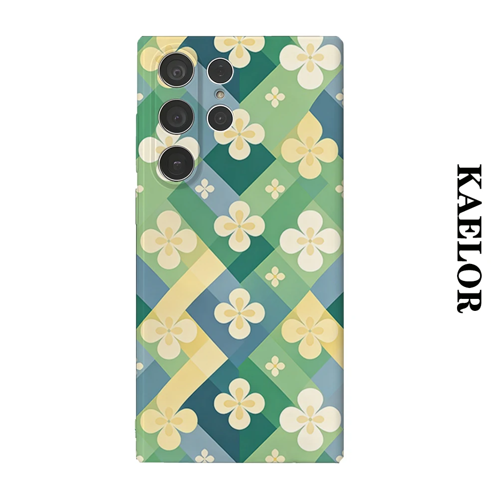 Pastel Floral Flow Durable Shiny Double-layer Case for Samsung S26 Ultra S25 S24 S23 Plus Anti-drop Scratch Resistant Cover