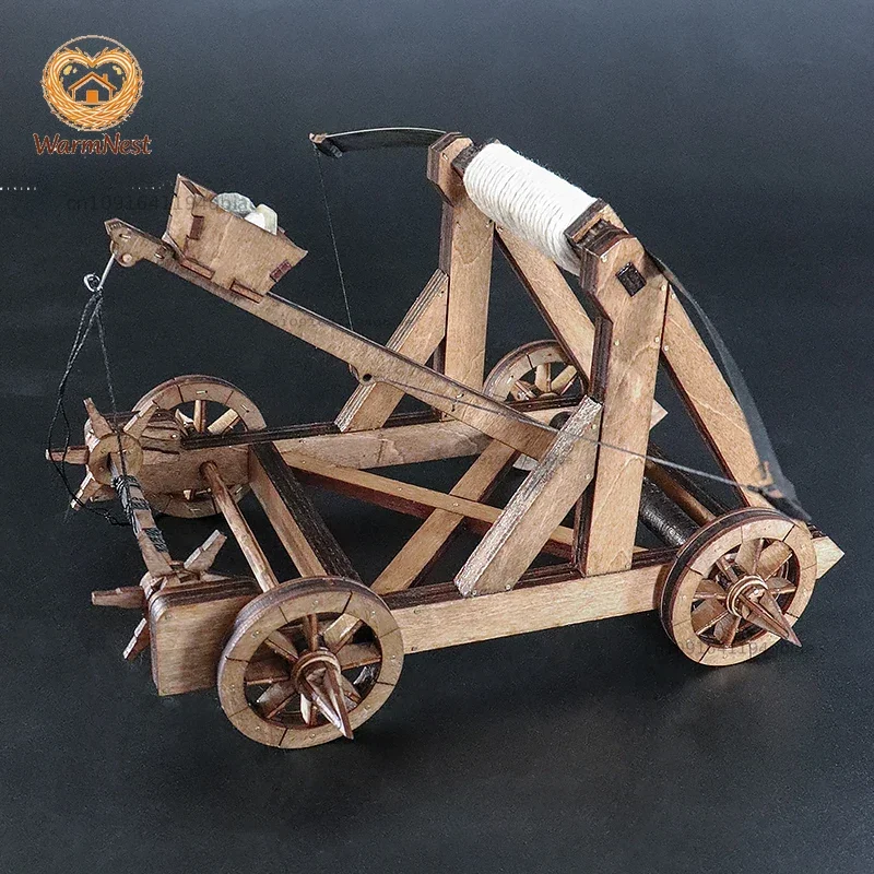 Medieval elastic catapult ornaments ancient chariot model wooden handmade DIY decoration