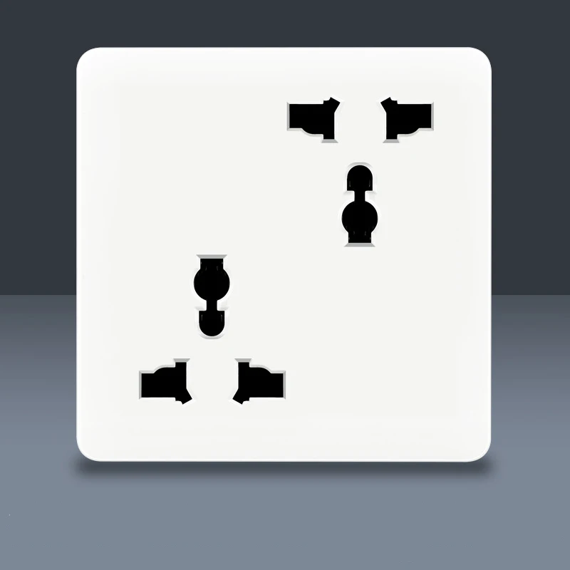 86 Type Universal Ten Holes 1Gang Multifunctional Three Eight Holes High Power 16A White Southeast Asian Wall Switch Socket