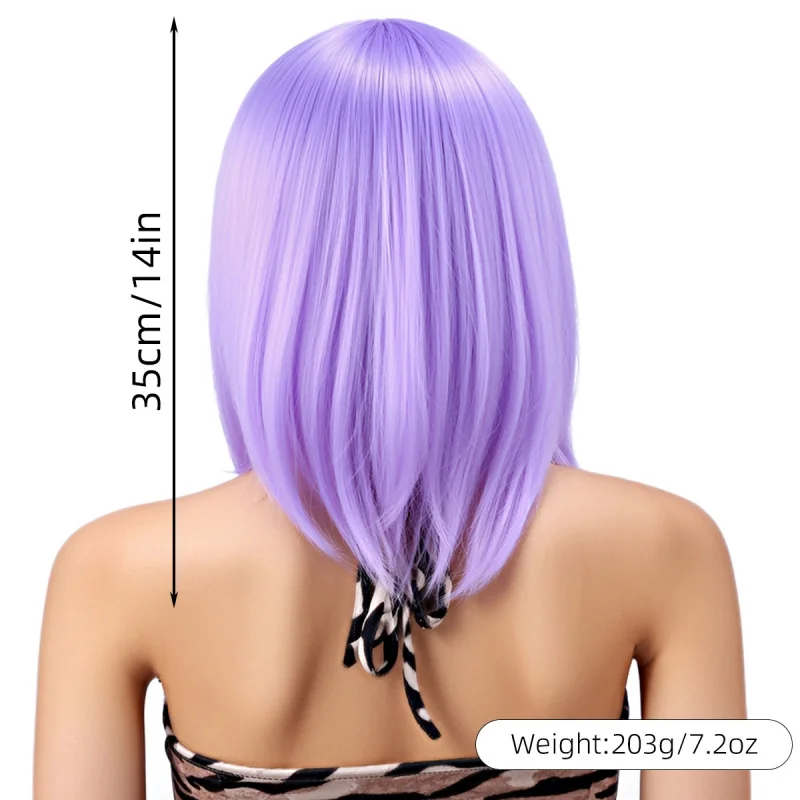 Light purple middle-parted BOB wig with inward curls, shoulder-length short straight hair, natural-looking, suitable for daily c