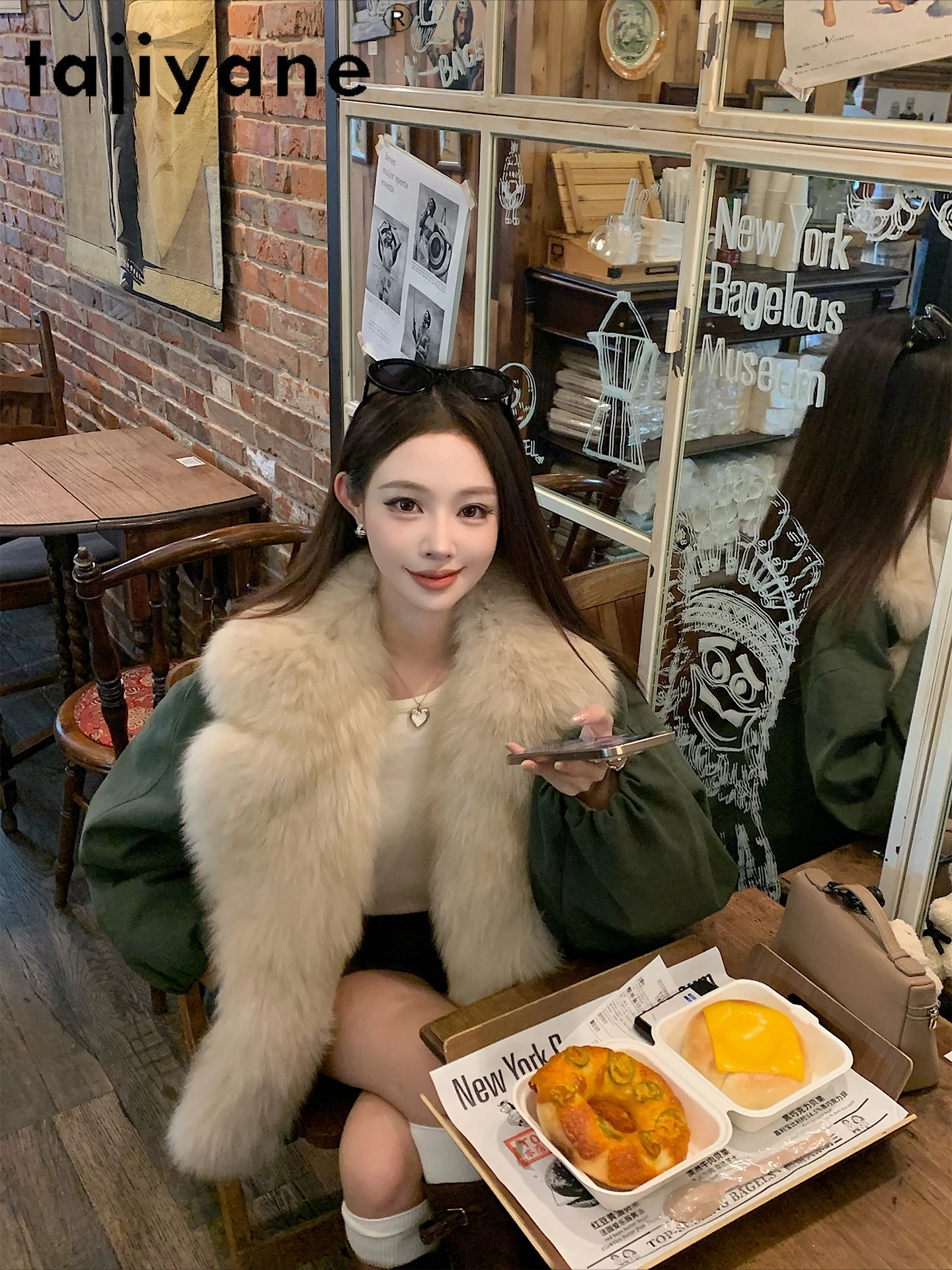 TAJIYANE Women's Natural Rex Rabbit Fur Liner Coat Fox Fur Collar Female Parka Warm Winter Jackets Woman Clothes 2025 fourrure