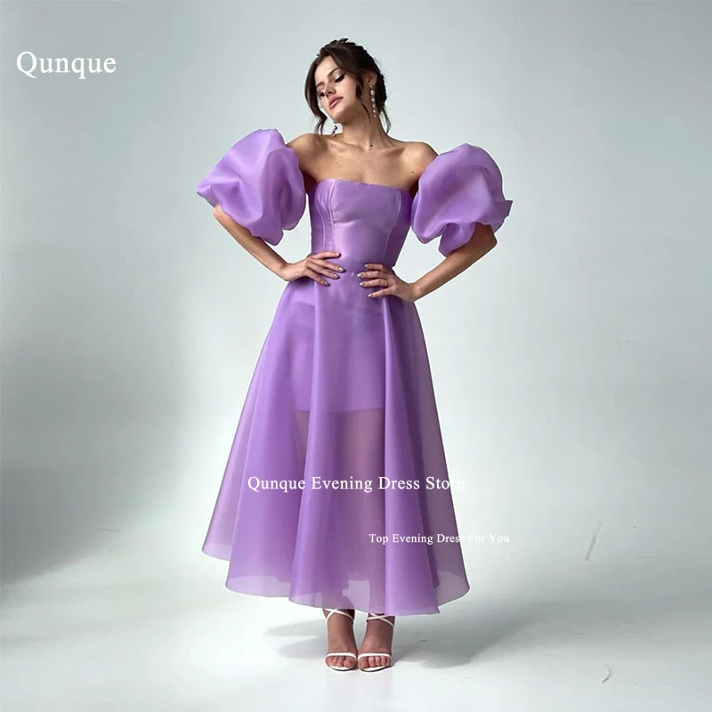 

Qunque Dubai Evening Dresses Customized Detachable Puff Sleeves Vestidos De Fiesta Elegantes Mermaid Organza Party Event Dresses