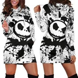 Disney Jack Skellington Hoodie Dress Sweater Fashion y2k Dress Sweatshirt Dress 3d Allover Printed Hoodie for Women