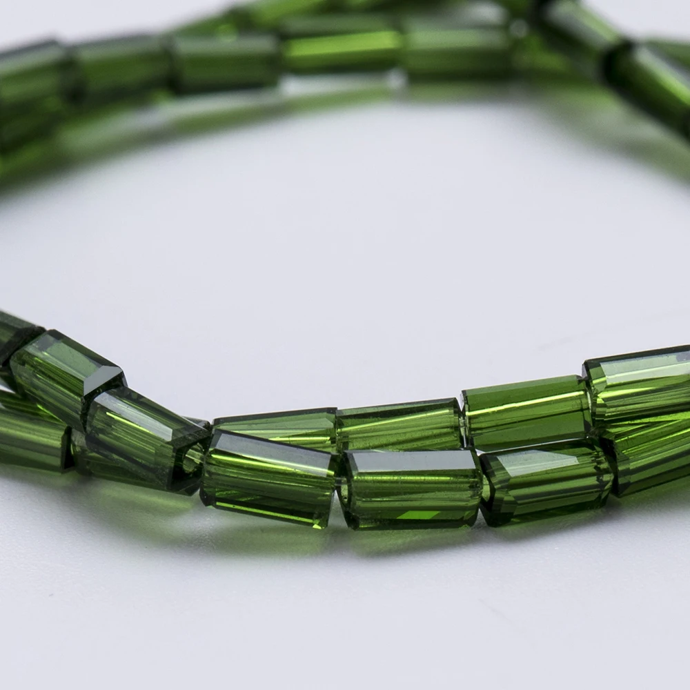 98pcs 2x4mm Rectangular Green Glass Loose Beads DIY Handmade Jewelry Accessories