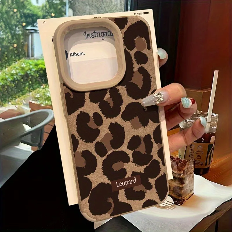 Halloween New Brown Leopard Print Phone Case for iPhone 17 16 15 14 13 12 11 Pro Max 16 15 Plus 17 AirXS XR  Faux Leather Cover view 2