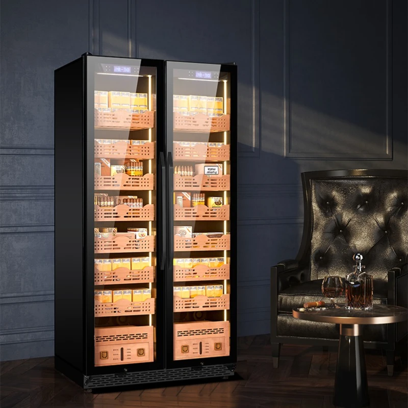 

Double door cigar cabinet, household double control cigar moisturizer, constant temperature and humidity