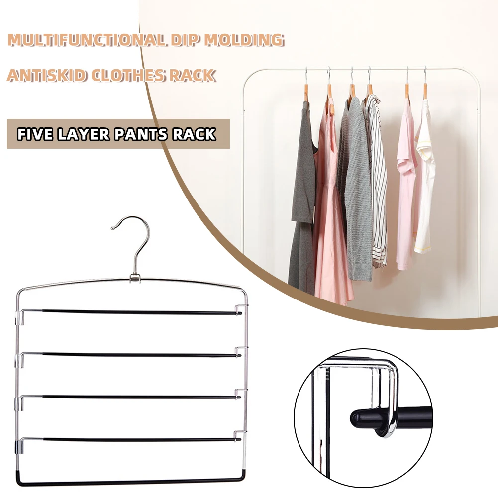 5-Layer Multi-Functional Clothes Hangers Multiple Layers Space Saving Jeans Pant Rack Non-Slip Closet Storage Organizer 1/3/5pcs