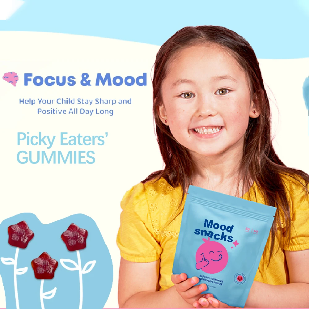 

Mood snacks Gummies for Kids – Natural Mood Support with Hibiscus Flower, Rhodiola Rosea, Gotu Kola, Licorice Root | Sugar Free