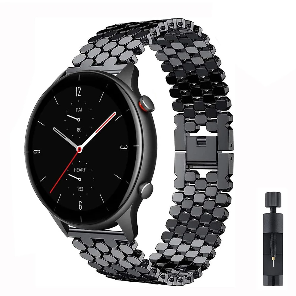 22mm Edelstahl band für huami amazfit gtr 4 3 pro 2 2e Metall uhr Armband schlaufe für amazfit gtr 47mm Tempo Stratos