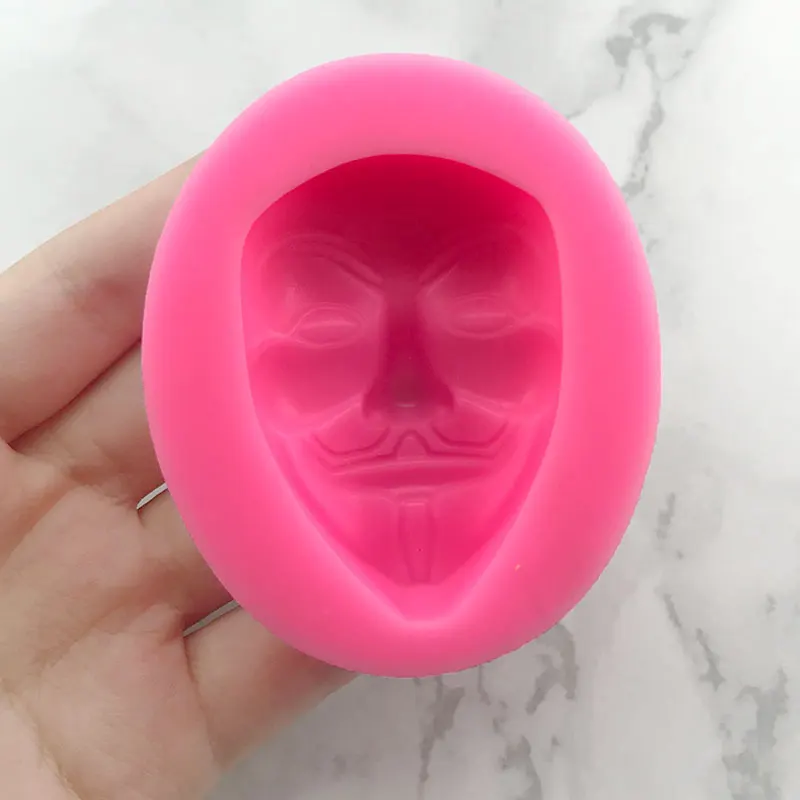 ผู้ใหญ่หน้ากากการ์ตูนแม่พิมพ์ซิลิโคน DIY ช็อกโกแลตแม่พิมพ์อาหารวัสดุความปลอดภัย Fondant เค้กตกแต่งสบู่แม่พิมพ์เครื่องมือ