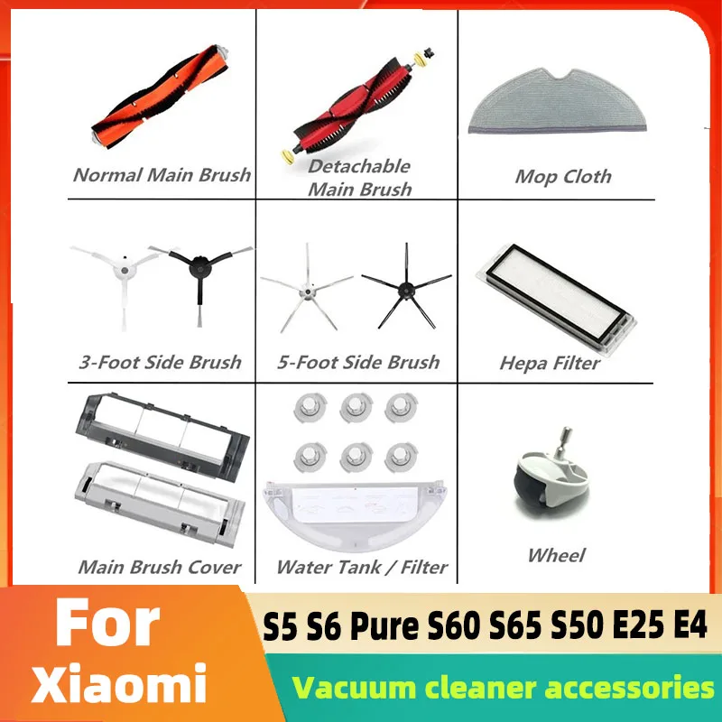 Spazzola laterale principale Filtro Hepa Mop per Xiaomi Roborock S4 S5 S6 S65 E20 E25 E35 S5MAX S6Pure S6MAXV Parti per aspirapolvere robot