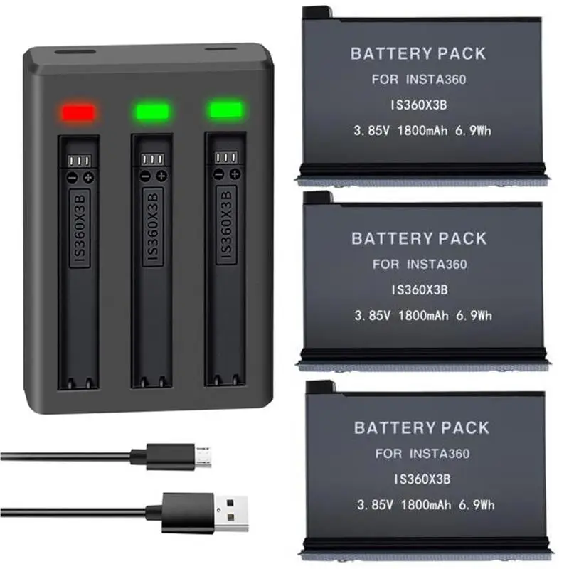 3 فتحات/شاحن مزدوج شاحن بطارية Batteies شحن/ل إنستا 360 واحد X3 شاحن بطارية Insta360 أم X3 بانورامية اكسسوارات