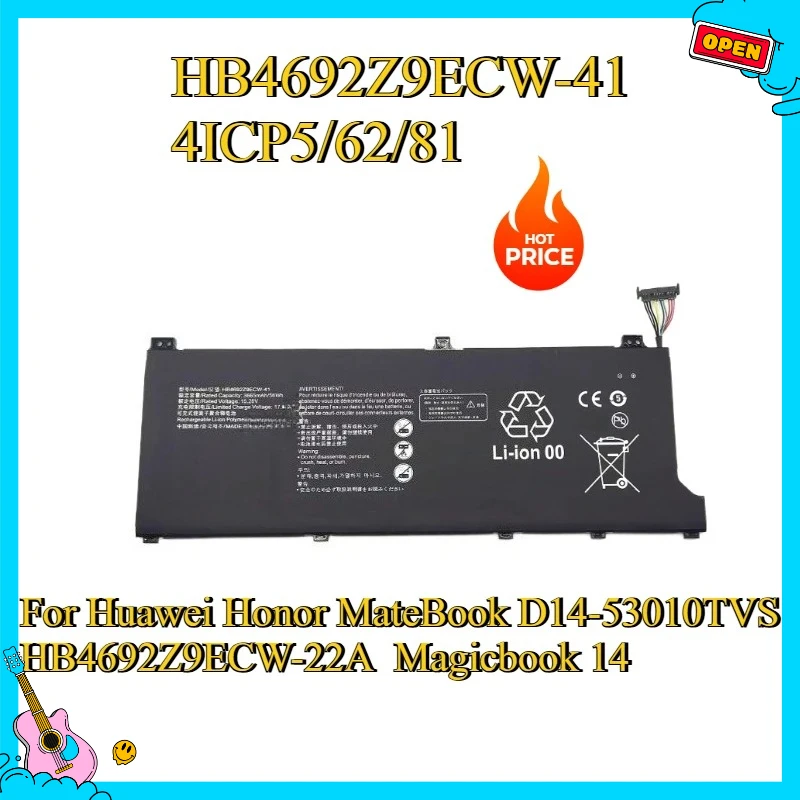 

Новый сменный аккумулятор HB4692Z9ECW-41 4ICP5/62/81 3665 мАч для Huawei Honor MateBook D14-53010TVS HB4692Z9ECW-22A Magicbook 14
