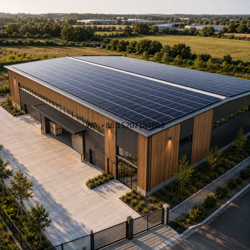 Energy-Saving BIPV Solar Integrated Steel Structure Building with Insulated Sandwich Panel for Factory