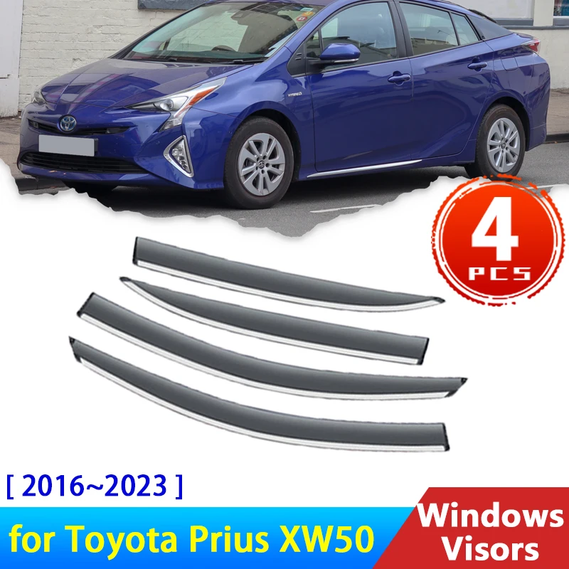 

Дефлектор лобового стекла для Toyota Prius XW50 50 2016 ~ 2023 2020, аксессуары, 4x автомобильные боковые козырьки для окон, защита от дождя, солнцезащитный козырек