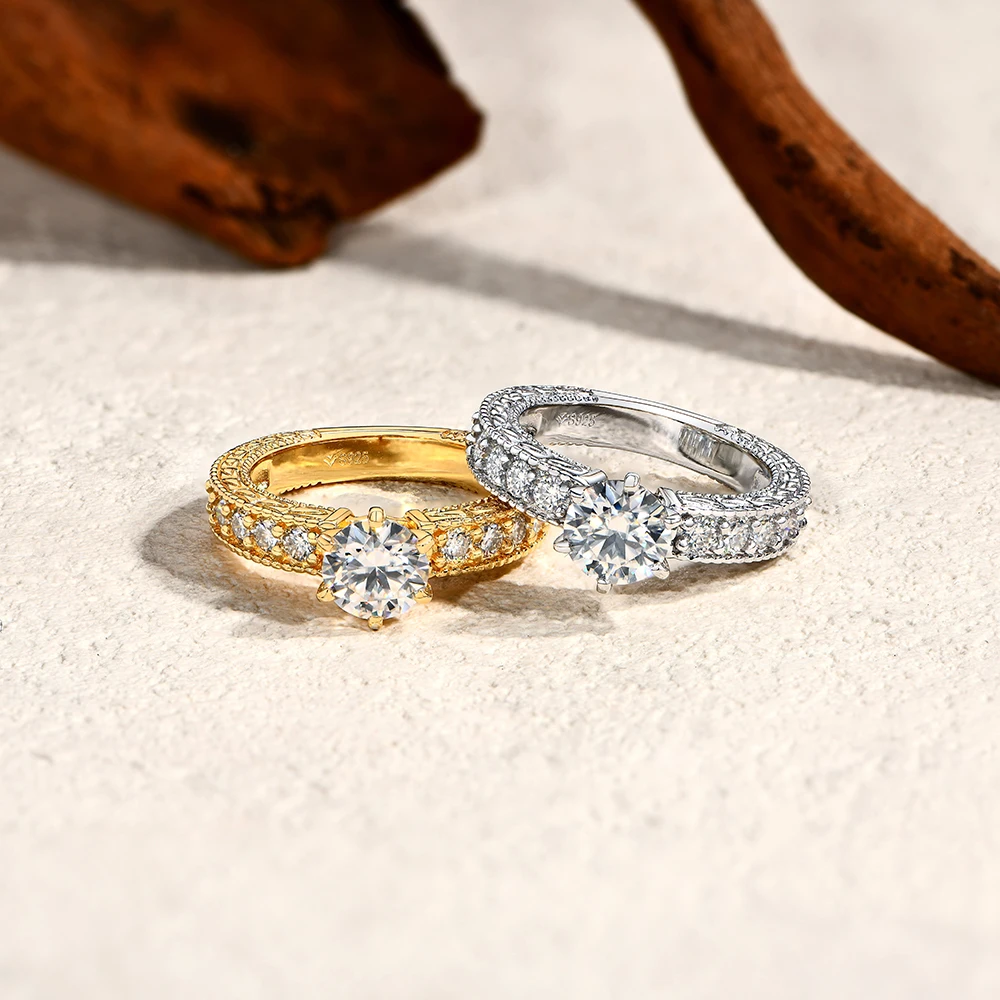 MINTYBOX 1.5ct S925 مويسانيتي خواتم الخطبة للنساء 7.0 مللي متر مختبر خاتم الماس 18K مطلية بالذهب فاخر غرامة مجوهرات هدية لها