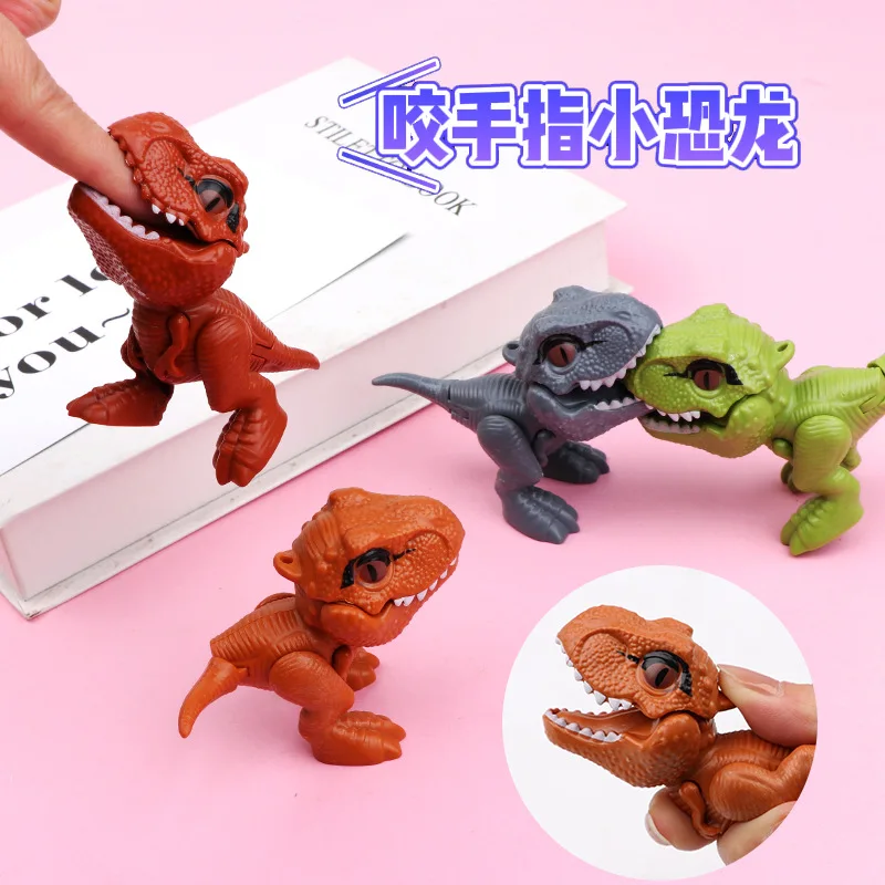 3 Pcs New Realistic Dinosaur Model Kids Toy Biting Finger Joint Movable Little Tyrannosaurus Rex Party Toy