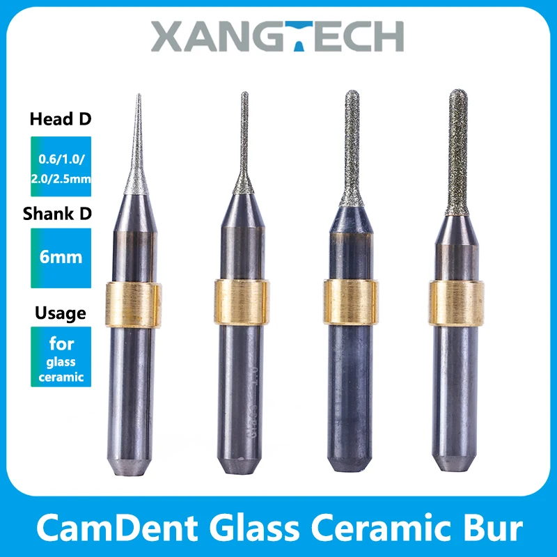 

SDM5T CamDent Glass Ceramic Milling Burs Dental Wet Grinding Tools 0.6/1.0/2.0/2.5mm D6 for Lab