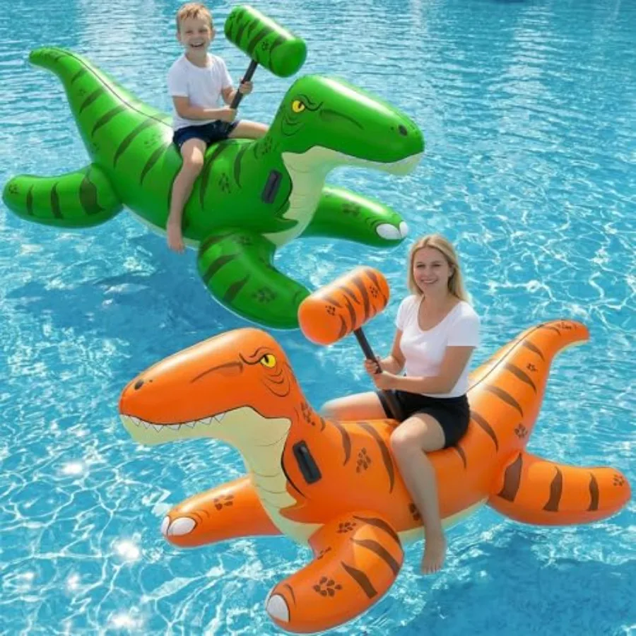 

Pool Games Toys Floats - 2Pack Inflatable Dinosaur Pool Floats, PVC, Green Blue, Extra-Thick with Reinforced Seams for,Teens, A