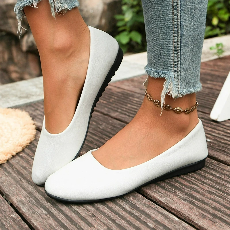 Women Suede Loafers Flat Heel Shallow Female Shoes Spring Summer Square Toe Basic Concise Women Pumps Size 36-43