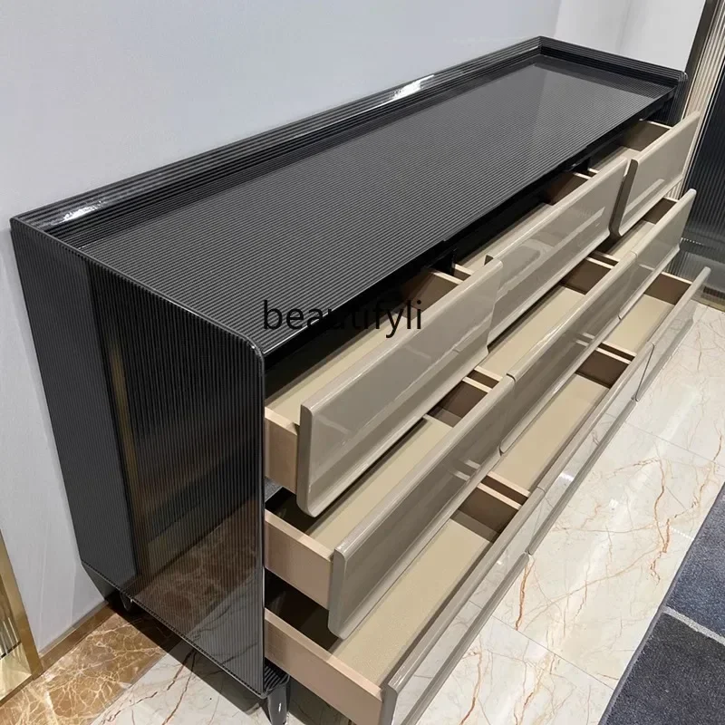 

Italian light luxury solid wood chest, bedroom storage decorative cabinet, dining side entrance cabinetAA