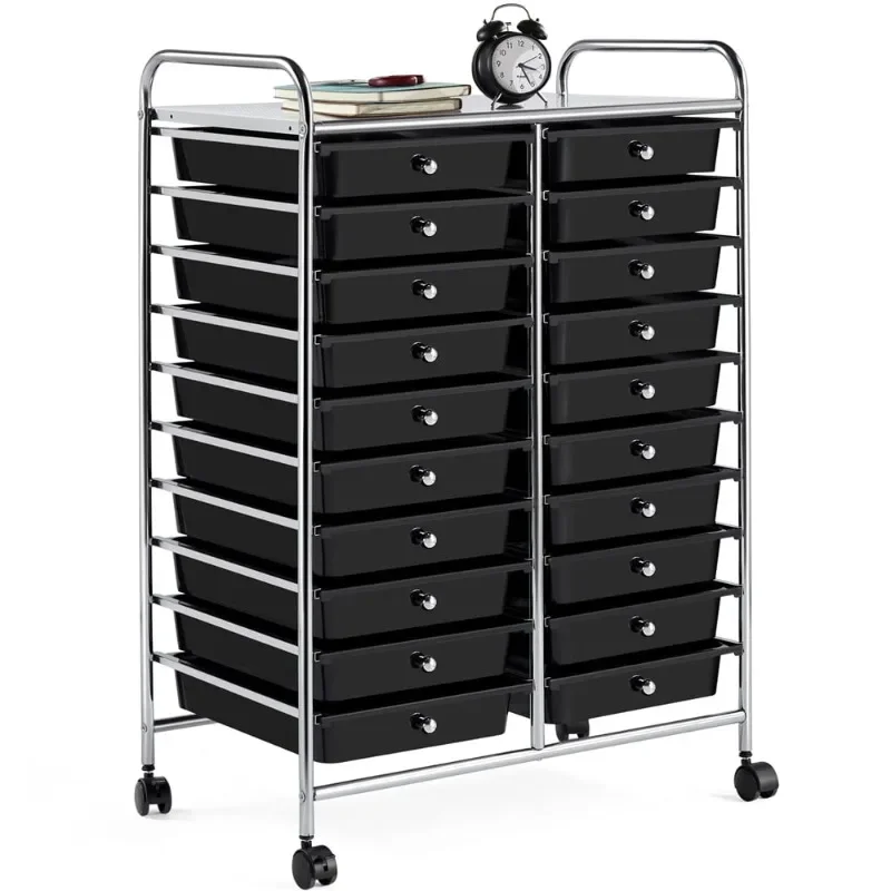 

20 Drawers Metal Frame Storage Cart Rolling Bin with Lockable Wheels,